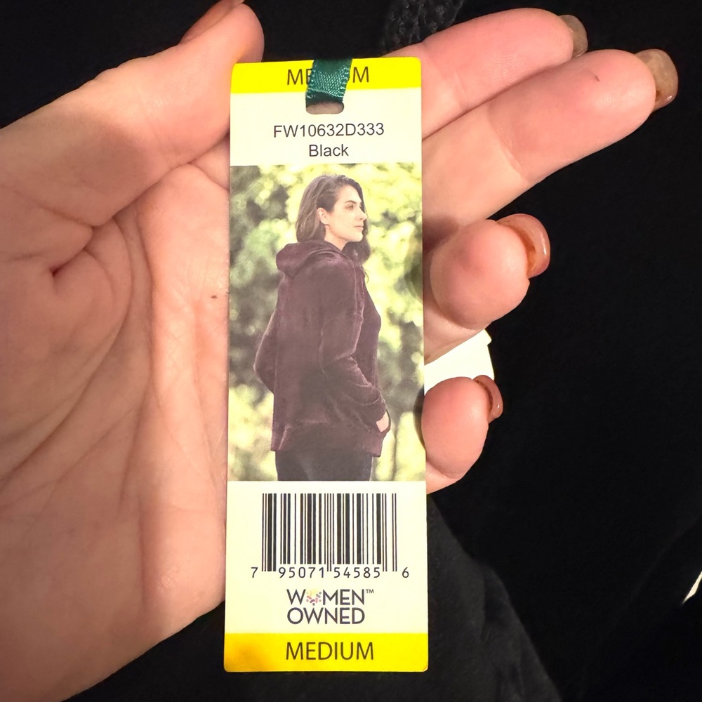 NWT GreenTea Midnight Black Velour Hoodie MEDIUM #7 - Picture 12 of 12